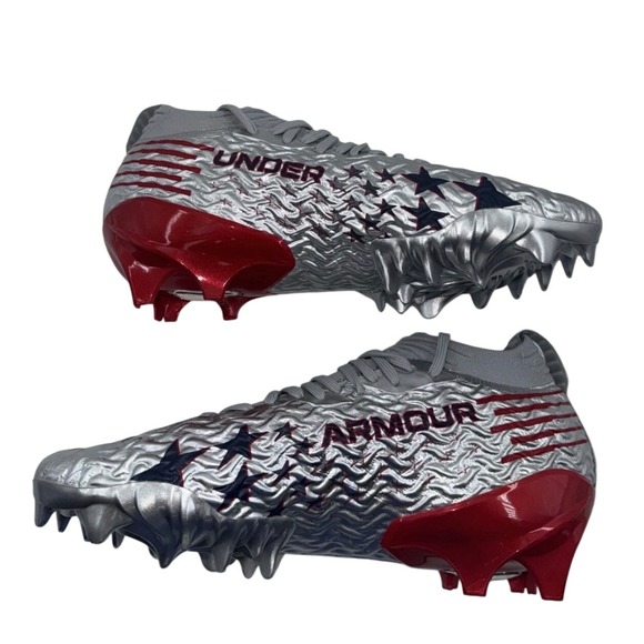 UNDER ARMOUR Football Cleats Mens Silver American‎ Flag Stars Stripes size 12 main image 6